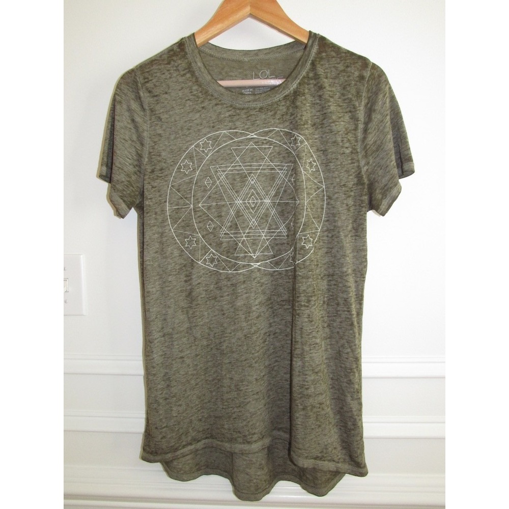 LOL Vintage XL Olive Green Graphic T Shirt Geometric Mystic Whimsigoth celestial